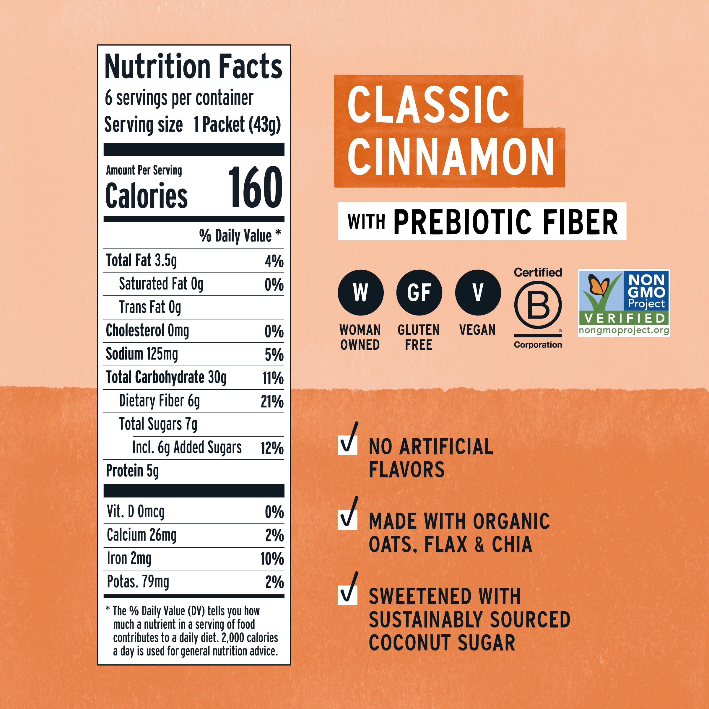 Product image of Purely Elizabeth Classic Cinnamon Superfood Oatmeal Prebiotic Fiber Gluten Free and Non-GMO 9.12 oz 9.12 oz